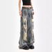 Abandoned Soil Distressed Jeans For Women Summer New Style American Loose Hanging Wide Leg Pants Trendy_ecoleips.com