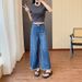 Plus Size Women's Summer New Straight-Leg Jeans Slimming For Chubby Sisters Pear-Shaped Body Loose Fit Petite Wide-Leg_ecoleips.com