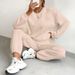 Women's Twisted Splicing Long Sleeve round Neck Tops And Cuffed Trousers Set European American Style Spring Autumn Wear_ecoleips.com