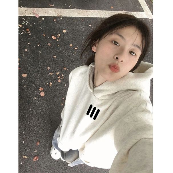 Korean Style Women's Hooded Sweatshirt Autumn Winter Heavyweight Fleece Lined Thickened Casual Printed Couple Long Sleeved Jacket_ecoleips.com