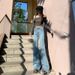 Retro Blue Jeans For Women, 2025 Early Autumn New Style, High-Waisted, Loose Fit, Non-Tight-Fitting, Stretchy Flared_ecoleips.com