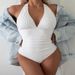 Women's Solid Color Conservative One-Piece Swimsuit - Hot Spring & Beach Swimwear_ecoleips.com