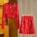 Women’s Clothing Spot New Year red atmosphere festive super heavy beaded long sleeved round neck skirt temperament skirt two piece suit_ecoleips.com