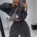 Women's Starry Sky Two Piece Set European American Style Autumn Winter Clothing Long Sleeved Round Neck Loose Top With Drawstring Wide Leg_ecoleips.com