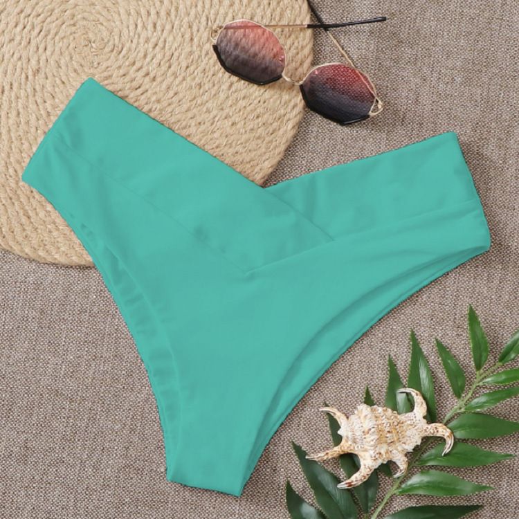 Women's Clothing High Waist Triangle Swim Bikini Shorts Sexy Retro Swimsuits_ecoleips.com