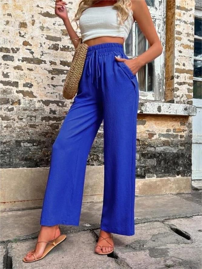 Women's Clothing Casual Pants Elastic High Waist Loose Trousers_ecoleips.com