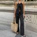 Women’s Clothing Spring And Summer New Design Casual Lace Up Tops High Waist Casual Wide Leg Pants Two Piece Set Women_ecoleips.com