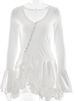 JULISSA MO Irregular Deep V-neck Ruffle Dress Women Pink Flare Sleeve Single Breasted Dress Summer Slim Elegant Party Beachwear_ecoleips.com