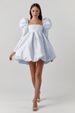 Women's Clothing Elegant Puff Sleeve Lace Up Satin Party Dress Dress Sexy Princess Dress Female_ecoleips.com