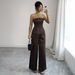 Elegant Women's Strapless Waist Cinching Wide Leg Pants Suit American Style Spring Summer_ecoleips.com