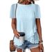 Women's Fashion Casual Solid Color T-Shirt Round Neck Short Sleeved Spring Summer New American_ecoleips.com