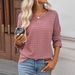 Women's Waffle Knit Stripe T-Shirt Long Sleeve Crewneck Top Soft Comfortable Fall Fashion Casual Basic Tee For Ladies_ecoleips.com
