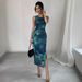 2026 Summer New Women's Sleeveless Printed Mesh Bodycon Dress For European And American Cross-Border Independent_ecoleips.com