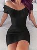 Women’s V-Neck Ribbed Bodycon Dress – Stretchy Polyester-Spandex Blend, Slim Fit, White/Pink/Wine (S-5XL, Elegant & Sexy)_ecoleips.com