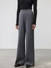 Women's High Waist Wool Wide Leg Pants - Machine Washable Straight Trousers With Elegant Drape For Casual & Office Wear (Black/White/Gray Mix/Navy)_ecoleips.com