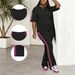 Women's Short Sleeve Round Neck Top And Pants Two-Piece Set Casual Summer Outfit_ecoleips.com