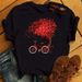European And American Cross-border Foreign Trade Women's Floral Plant Heart Print Round-neck Short-sleeve T-shirt Top_ecoleips.com