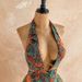 Women's Textured Knit Jumpsuit Halter Neck Deep V Backless With Ring Decoration European American Style_ecoleips.com