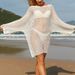 White Large Skirt Beach Cover Up Women's Loose Knitted Sun Protection Clothing American Style For Vacation_ecoleips.com