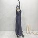 Blue Sleeveless Long Dress For Women Waist Tie Design Faux Denim Single Breasted Multi Button_ecoleips.com