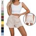 Women's Cotton And Linen Shorts Ruffled Elastic Waist Drawstring Casual Pants European American Style Clothing For Women_ecoleips.com