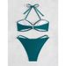 2025 New European And American Solid Color Bikini Swimsuit Women Fashion Sexy Accessories Halter Neck Slimming Swimsuit_ecoleips.com