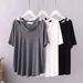 Women's Clothing Plus Size Off Shoulder T Shirt 300 Pounds Fat Mm Summer Thin Short Sleeved Bottoming Shirt_ecoleips.com