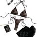 Women's Lace Bikini Set – 3-Piece High-Waist Swimwear With Sheer Cover-Up, Quick-Dry Nylon & Polyester (S-Xl)_ecoleips.com
