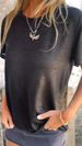 Women's Clothing Sequined Short Sleeved Round Neck T Shirt Solid Color Leisure_ecoleips.com
