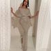 Women's Backless Ruffled Strapless Off-Shoulder Dress Bling Bling Bodycon Gown With Slit For Evening_ecoleips.com
