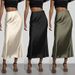 Luxury Satin Midi Skirt - High Shine A-Line Skirt For Women, Elegant Office & Party Pencil Skirt With Premium Drape_ecoleips.com
