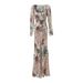 26 Summer Deep V Bias-Cut Bohemian Style Sleeve Slim Fit Printed Women's Two-Piece Long Dress_ecoleips.com