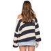 Women's Casual Loose Knitted Sweater Autumn Winter Fashion Oblique Shoulder Multi Striped Sweet Top_ecoleips.com