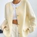 AC672 European And American French Style Early Spring New Velvet Casual Fashion Loose Solid Color Round Neck Cardigan_ecoleips.com