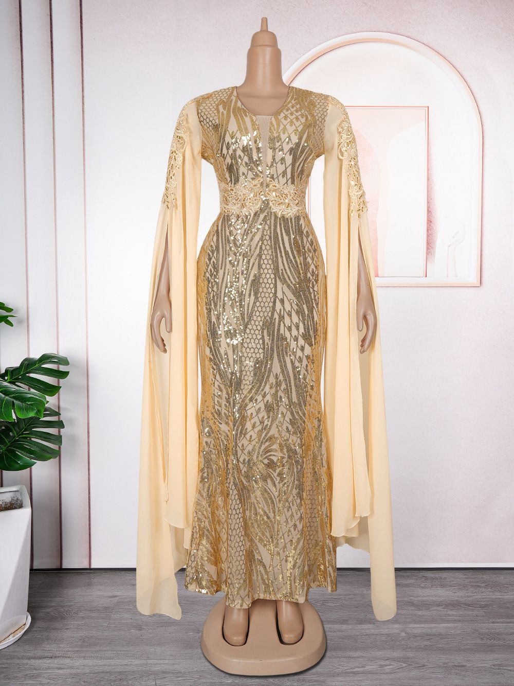 Women's Clothing Fashion Women's V Neck Dress Plus Size Long Dress Party Dress_ecoleips.com