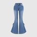Cross-border European And American Four-season Stretch SMX Lace-up Bow Slim-fit Women's Mid-waist Flared Jeans_ecoleips.com
