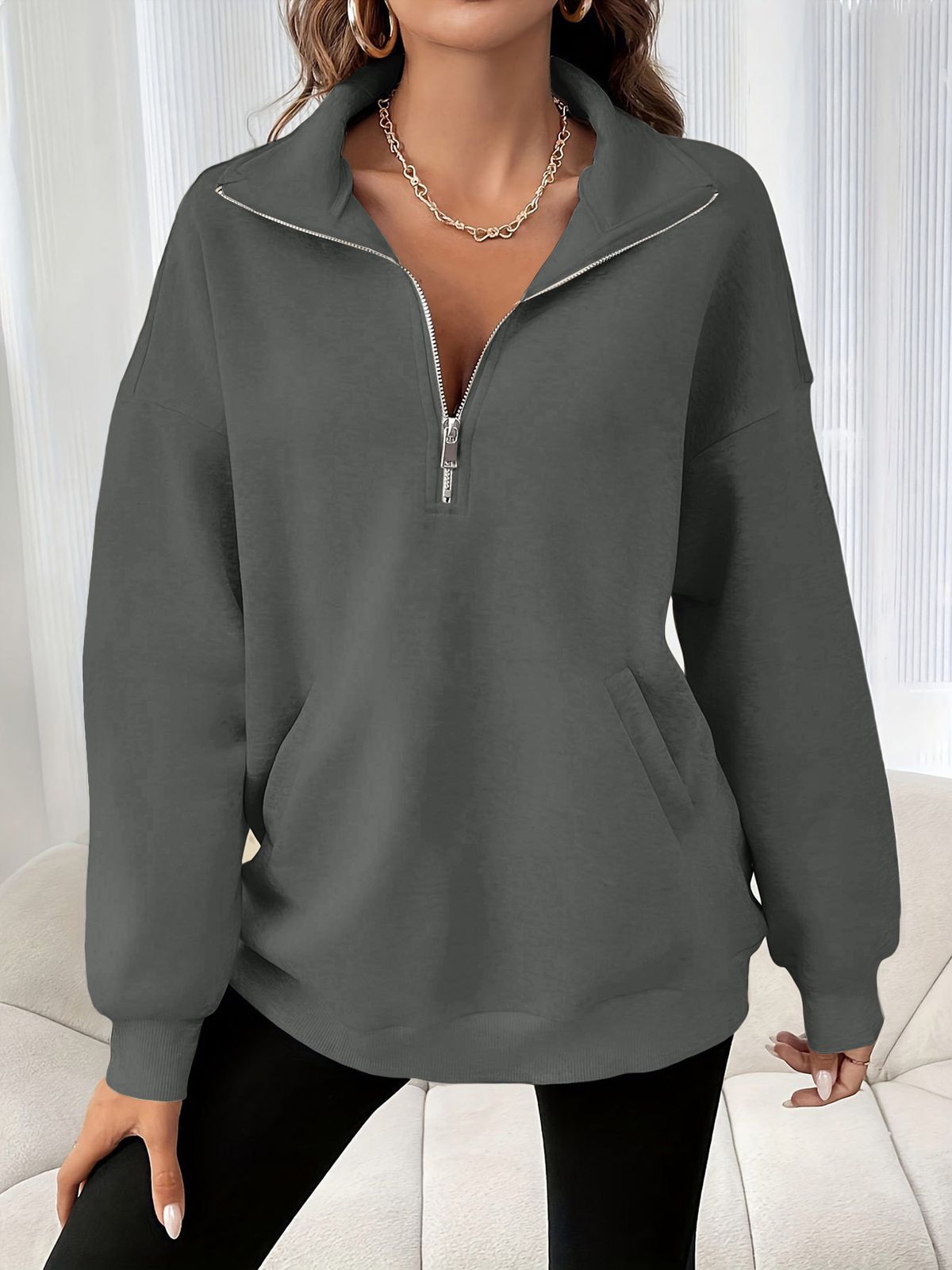 Men's & Women's Half Zip Pullover Hoodie - Soft Fleece Lined Sweatshirt With Kangaroo Pocket, Streetwear Casual Long Sleeve Unisex Outerwear_ecoleips.com