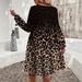 Spring And Autumn Casual Loose Leopard Print Round-Neck Dress_ecoleips.com