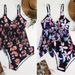 Plus Size Sheer Mesh Bikini Set – Floral Print Tankini Swimwear For Women, Adjustable Straps & Supportive Padding (Orange/Blue, 0XL-4XL)_ecoleips.com