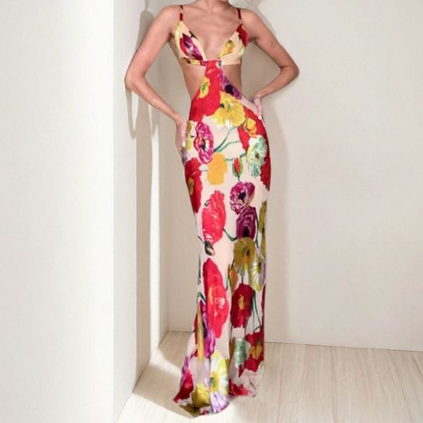 Women's Clothing Spring New Women's Clothing Floral Fashion Sexy Slim Hip Suspender Long Skirt Dress Female_ecoleips.com
