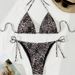 New European And American Style Sexy Basic Ruched Leopard Print Bikini Women's Swimsuit Set_ecoleips.com