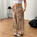 Voya 2026 Spring/Summer New European And American Women's Loose Casual American-Style Wide-Leg Long Street Pouch Overalls_ecoleips.com