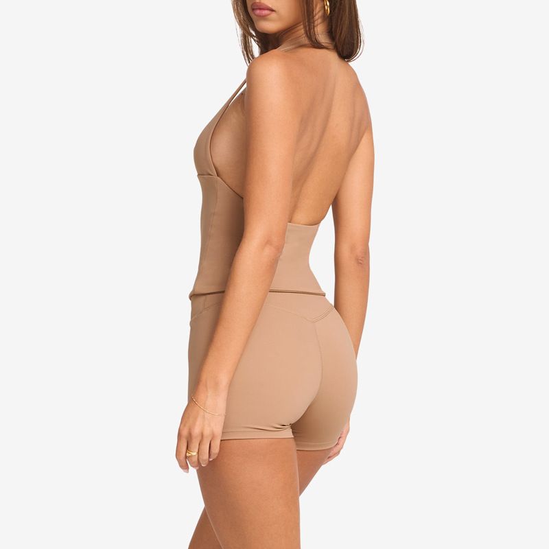 Women's Clothing Halter Neck Fitness Sports Vest Yoga V Neck Push Up Bust Enhancing Sexy Back Running Pilates_ecoleips.com