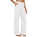K New Casual High Waisted Straight Leg Pants With Loose Pockets Yoga Pants_ecoleips.com