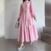 Women's Clothing Muslim Solid Color High Neck Long With Belt Fashion Elegant Dress_ecoleips.com