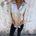 Verve 2025 Summer New Casual Loose Gold Foil Short Sleeve Turn-down Collar Shirt For Women_ecoleips.com