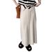 Minimalist High-Waisted Knitted Midi Skirt Loose Fit Elegant Versatile Slimming Long Skirt For Autumn_ecoleips.com