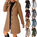 Elegant Long Wool Coat For Women - Slim Fit Notch Lapel Overcoat In Solid Colors (Grey, Black, Wine, Army Green, Khaki, Navy)_ecoleips.com