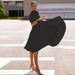 Women's Clothing New Solid Color Slim Fit Sexy Large Swing Short Sleeve Midi Skirt_ecoleips.com