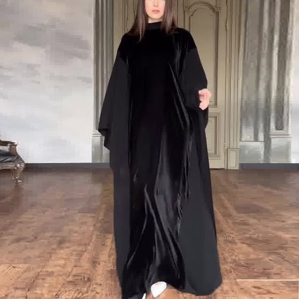 Women's Clothing Bat Sleeve Cape Loose Robe Dress_ecoleips.com